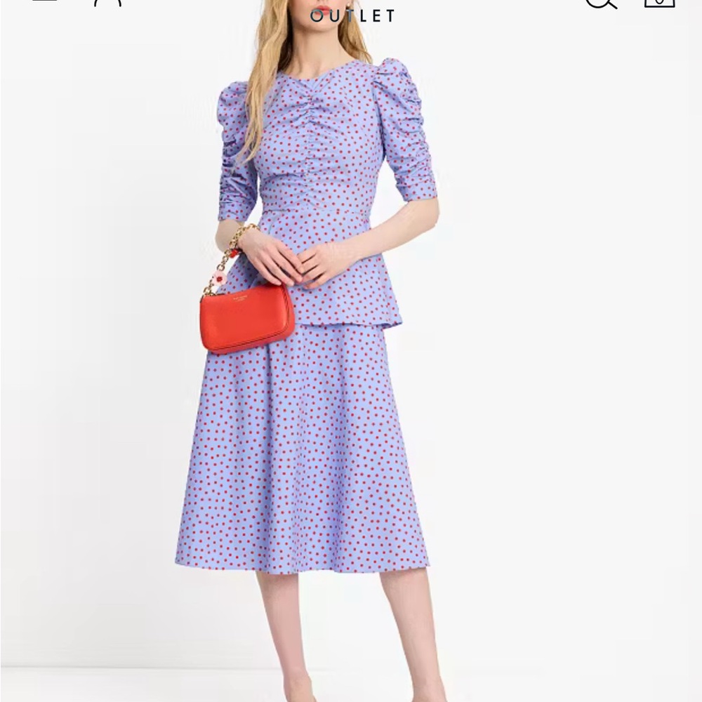 Kate Spade- Spring Time Dot Midi Skirt with available matching Top, Size 12
